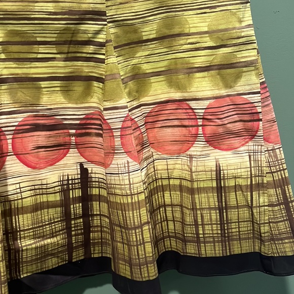 SALE! NWT Talbots funky flare skirt 8P Pink Green Brown Zipper, Lined #talbots - Picture 3 of 13